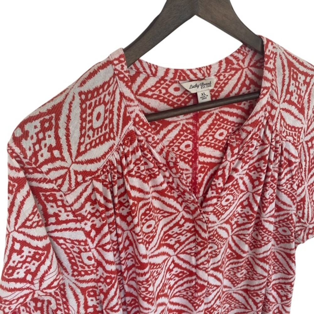 Lucky Brand Burnt Orange and Off-White Blouse - XL - Picture 2 of 5